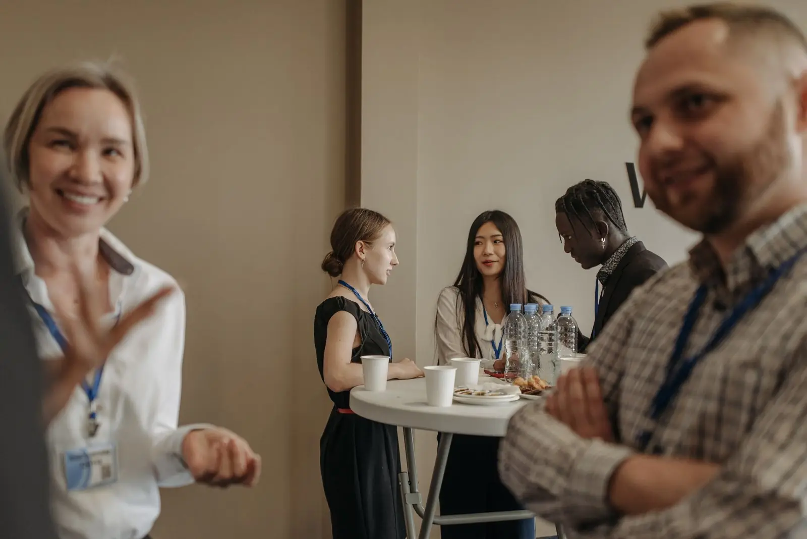People talking at a networking event